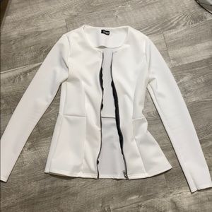 🆕Glance white peplum zip up blazer